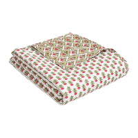 BLOCKS OF INDIA Polycotton Double Dohar /Blanket for Summer (GREEN FLOWER DULL COTTON)