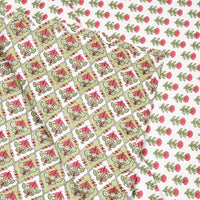 BLOCKS OF INDIA Polycotton Double Dohar /Blanket for Summer (GREEN FLOWER DULL COTTON)
