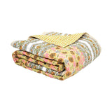Cotton Single Size Quilt Hand Block Print for Light Winters (150x225 cm) (Green Gad Buti)
