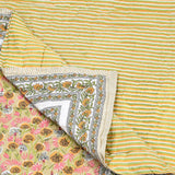 Cotton Single Size Quilt Hand Block Print for Light Winters (150x225 cm) (Green Gad Buti)
