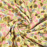 Cotton Single Size Quilt Hand Block Print for Light Winters (150x225 cm) (Green Gad Buti)