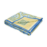 Cotton Dohar / Blanket King Bed Size Hand Block Printed (Green Gad Paisley)