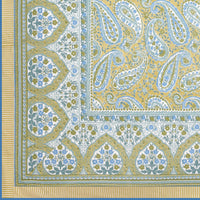 Cotton Dohar / Blanket King Bed Size Hand Block Printed (Green Gad Paisley)