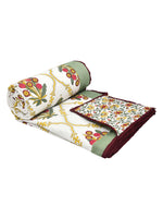 Cotton Dohar / Blanket King Bed Size Hand Block Printed (Green Patti)