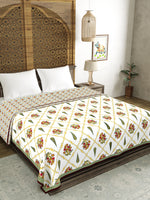Cotton Dohar / Blanket King Bed Size Hand Block Printed (Green Patti)