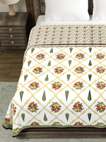 Cotton Dohar / Blanket King Bed Size Hand Block Printed (Green Patti)