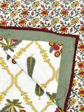 Cotton Dohar / Blanket King Bed Size Hand Block Printed (Green Patti)