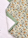 Hand Block Printed Cotton King Size Quilt (Green Tol)