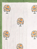 Hand Block Printed Cotton King Size Quilt (Green Tol)