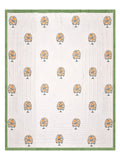 Hand Block Printed Cotton King Size Quilt (Green Tol)
