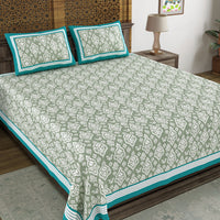 BLOCKS OF INDIA Hand Block Printed Cotton Super King Size Bedsheet(270 x 270)