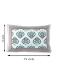 Rajasthani Handmade Hand Block Print Cotton Pillow Cover , Grey Motifs (2 Pcs)