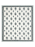 BLOCKS OF INDIA Hand Block Printed Cotton King Size Quilt (Grey Rose)