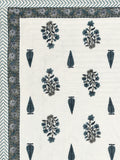 BLOCKS OF INDIA Hand Block Printed Cotton King Size Quilt (Grey Rose)