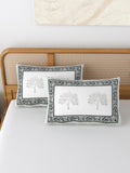 Rajasthani Handmade Hand Block Print Cotton Pillow Cover , Grey Tree (2 Pcs)