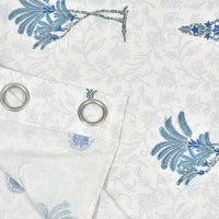 BLOCKS OF INDIA Hand Block Printed Cotton Daylight Curtain with Eyelets(Set of 2 Curtains) (Flower 214 cm / Door)