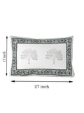 Rajasthani Handmade Hand Block Print Cotton Pillow Cover , Grey Tree (2 Pcs)
