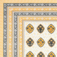 King Size Pure Cotton Hand Block Print Bedsheet (YELLOW GREY ROSE)