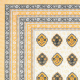 King Size Pure Cotton Hand Block Print Bedsheet (YELLOW GREY ROSE)