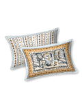 Hand Block Printed Cotton Super King Size Bedsheet(270x 270) (HAND BRUSH GREY)