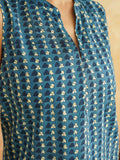 BLOCKS OF INDIA Linen Blend Cotton Sleeveless Top For Women Blue