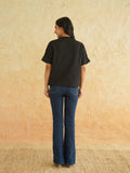 BLOCKS OF INDIA Linen Blend Cotton Korean Top For Women Black