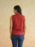 BLOCKS OF INDIA Linen Blend Cotton Sleeveless Top For Women Red