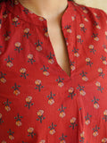 BLOCKS OF INDIA Linen Blend Cotton Sleeveless Top For Women Red
