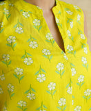 BLOCKS OF INDIA Linen Blend Cotton Sleeveless Top For Women Yellow