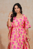 Hand Block Kaftan in Pure Cotton Fabric KAFTAN_PINK PEACH FLR