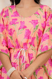 Hand Block Kaftan in Pure Cotton Fabric KAFTAN_PINK PEACH FLR