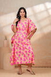 Hand Block Kaftan in Pure Cotton Fabric KAFTAN_PINK PEACH FLR
