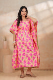 Hand Block Kaftan in Pure Cotton Fabric KAFTAN_PINK PEACH FLR