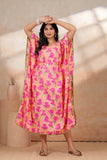 Hand Block Kaftan in Pure Cotton Fabric KAFTAN_PINK PEACH FLR