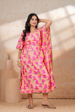 Hand Block Kaftan in Pure Cotton Fabric KAFTAN_PINK PEACH FLR