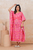 Hand Block Kaftan in Pure Cotton Fabric KAFTAN_PINK SQUARE