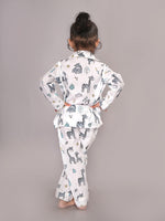 BLOCKS OF INDIA Cotton Hand Block Animal Print Nightwear For Kids Unisex