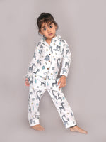 BLOCKS OF INDIA Cotton Hand Block Animal Print Nightwear For Kids Unisex