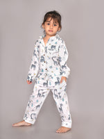 BLOCKS OF INDIA Cotton Hand Block Animal Print Nightwear For Kids Unisex