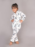 BLOCKS OF INDIA Cotton Hand Block Animal Print Nightwear For Kids Unisex