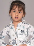 BLOCKS OF INDIA Cotton Hand Block Animal Print Nightwear For Kids Unisex