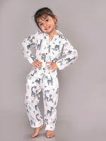 BLOCKS OF INDIA Cotton Hand Block Animal Print Nightwear For Kids Unisex
