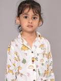BLOCKS OF INDIA Cotton Hand Block Animal Print Nightwear For Kids Unisex
