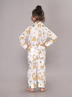 BLOCKS OF INDIA Cotton Hand Block Animal Print Nightwear For Kids Unisex