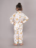 BLOCKS OF INDIA Cotton Hand Block Animal Print Nightwear For Kids Unisex