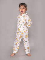 BLOCKS OF INDIA Cotton Hand Block Animal Print Nightwear For Kids Unisex