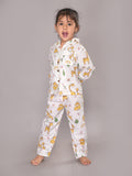BLOCKS OF INDIA Cotton Hand Block Animal Print Nightwear For Kids Unisex