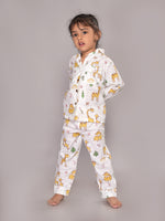 BLOCKS OF INDIA Cotton Hand Block Animal Print Nightwear For Kids Unisex