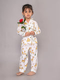 BLOCKS OF INDIA Cotton Hand Block Animal Print Nightwear For Kids Unisex