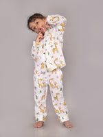 BLOCKS OF INDIA Cotton Hand Block Animal Print Nightwear For Kids Unisex